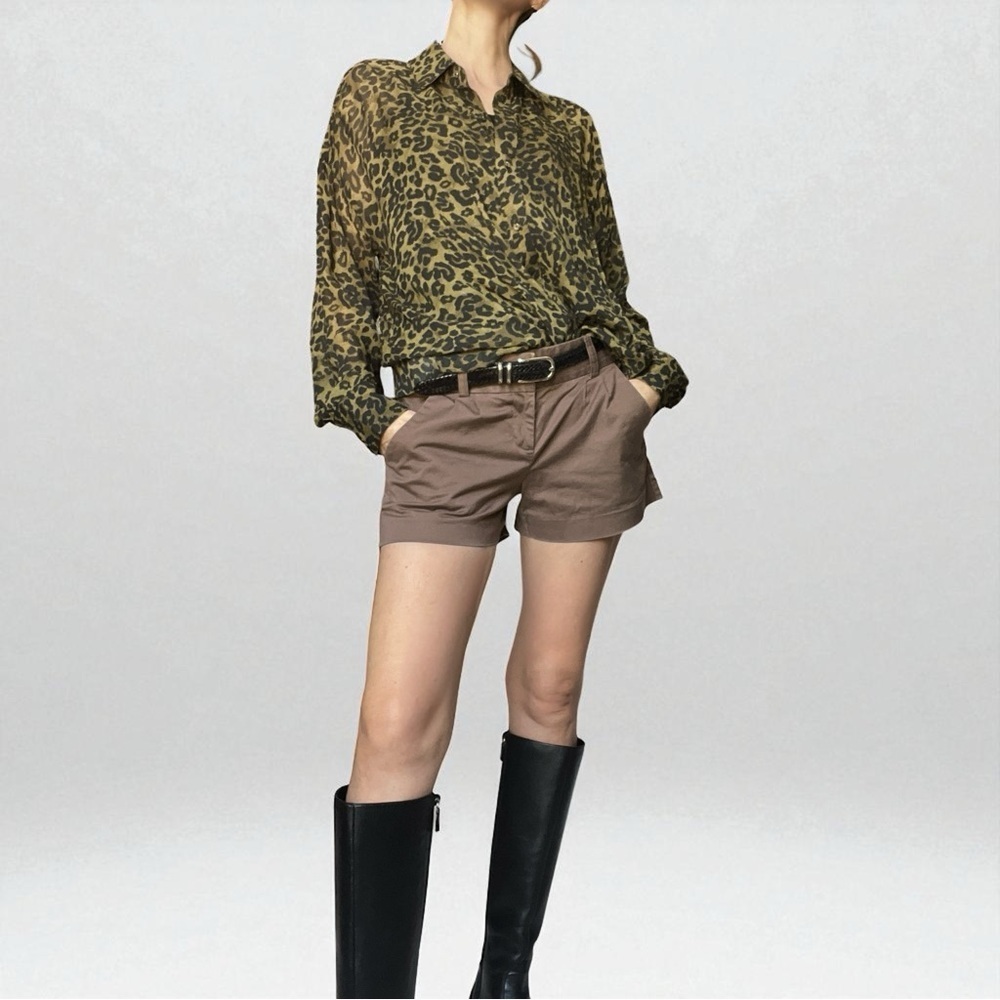 Favorite Daughter The Friday Shirt Leopard Chiffon Button Down M
